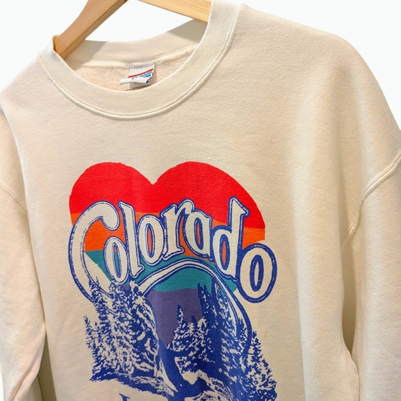 Junk Food Tees "Colorado is for Lovers" White Crewneck Sweatshirt Small Gorpcore - Picture 4 of 5